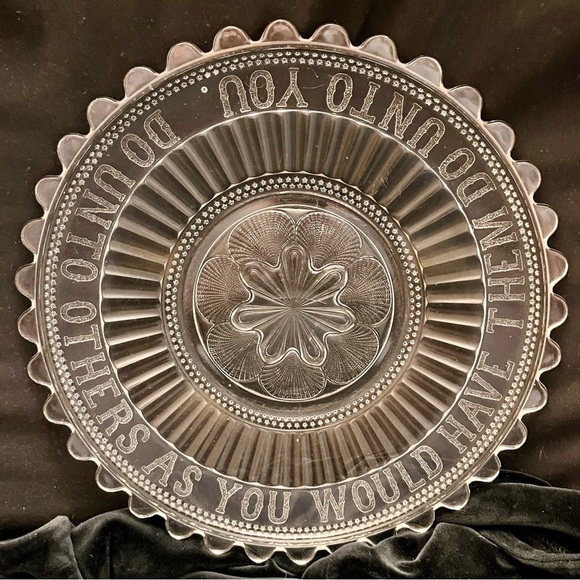McKee and Brothers Bread Plate Glass EAPG 1880’s Golden Rule Dinner Meal Foodie - Picture 6 of 13
